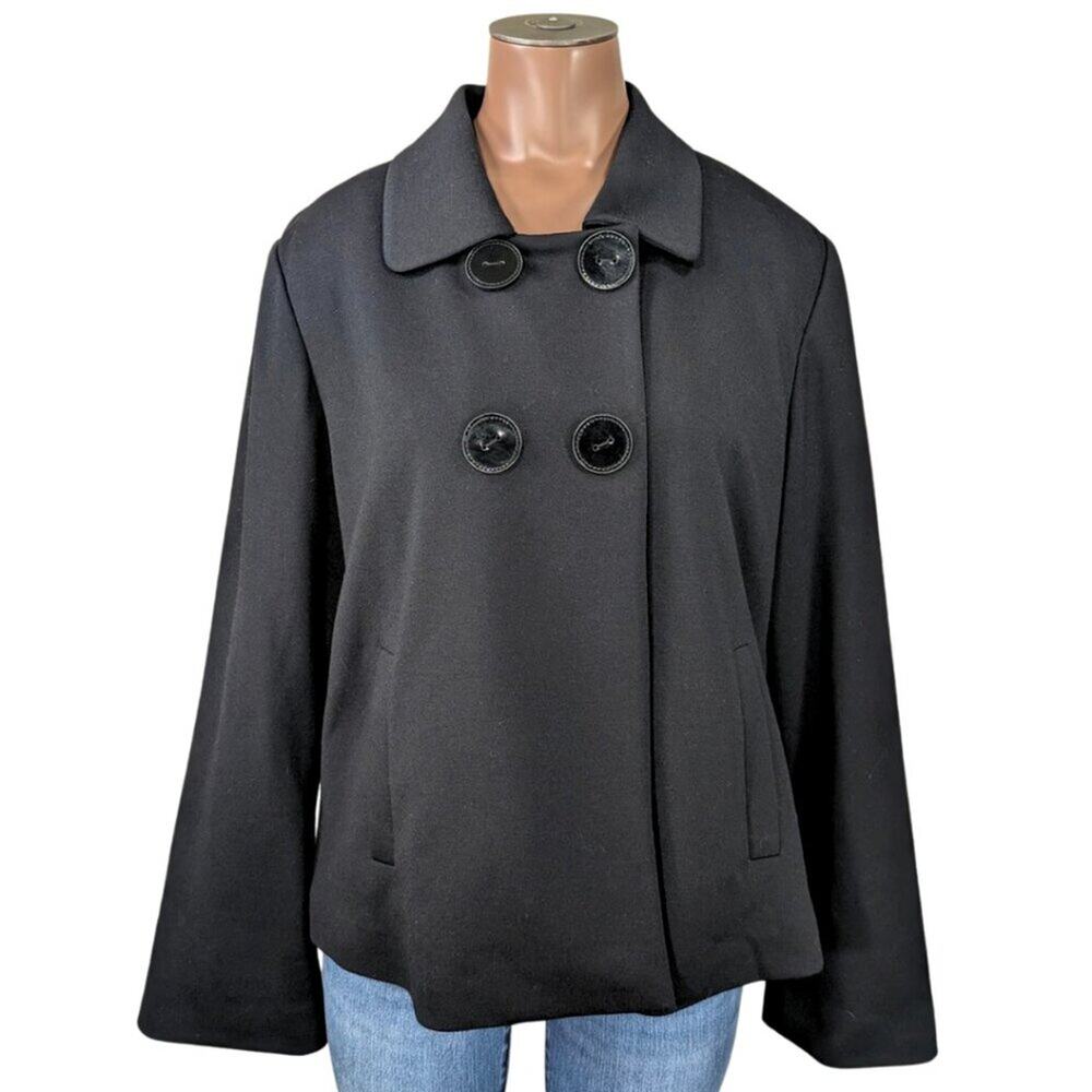 Sandro Large NWT Black Boxy Snap Button Collared Lined Blazer